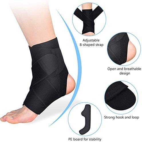 DOACT Tobilleras Deportivas Ajustable de Compresión Estabilizadora con Laterales Fijación Auxiliar para la Recuperación de Lesiones, Artritis, Tendinitis, 1 delgado tobillera Pieza y 2 PE Tablero
