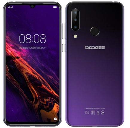 DOOGEE N20 (2019) SIM Móvil Libres, Helio P23 Octa-Core 4GB RAM 64GB ROM, 6.3 Pulgadas FHD + Waterdrop Pantalla Android 9.0 4G Smartphone, 16MP + 8MP + 8MP + 16MP, 4350mAh, 10W Carga Rápida Púrpura