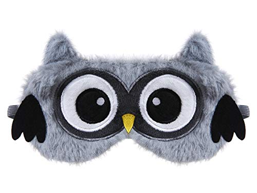 dressfan Animal Búho Antifaz Máscara para Dormir Mujer Niñas Niños Felpa Seda,Algodón Relleno Suave Respirable Anti-luz Viaje Portátil Máscara para Los Ojos Viajar Siesta,Gris