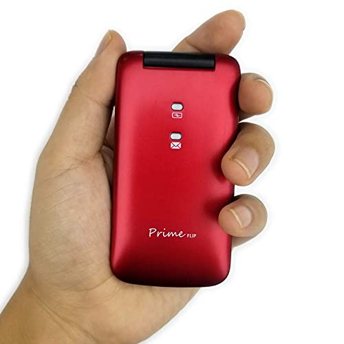 Easyfone Prime-Flip gsm Teléfono móvil para Personas Mayores con Tapa, Teléfono fácil de Usar con Botón SOS y Base de Carga (Rojo)