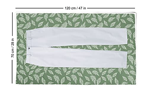 Encasa Homes Alfombrilla de Planchar (120 x 70 cm) con Acolchado de 3mm y Soporte de Plancha de Silicona para Planchar a Vapor sobre la Mesa o la Cama - Resistente al Calor, portátil-Big Leaves Green