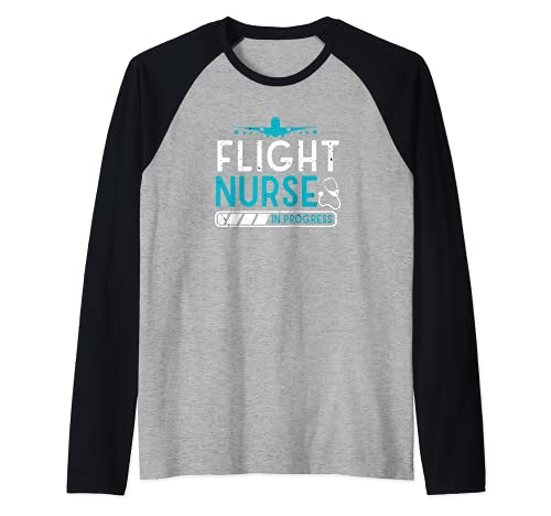 Enfermera de vuelo en curso RN EMS Equipo Médico de la tripulación de enfermería Camiseta Manga Raglan