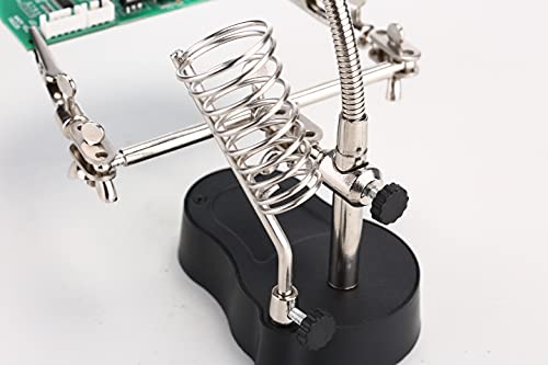 ENJOHOS Tercera mano 3.5 x 12 x Soporte de lupa de mesa 2 LED Soporte de lupa para ingeniero electrónico Cosmetología médica Relojero Reparación de relojes