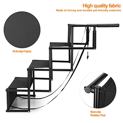 Escalera para perros plegable para coche, rampa para perros, rampa para mascotas, resistente y estable, rampa antideslizante para maletero de coche, soporta hasta 80 kg, para perros grandes y pequeños