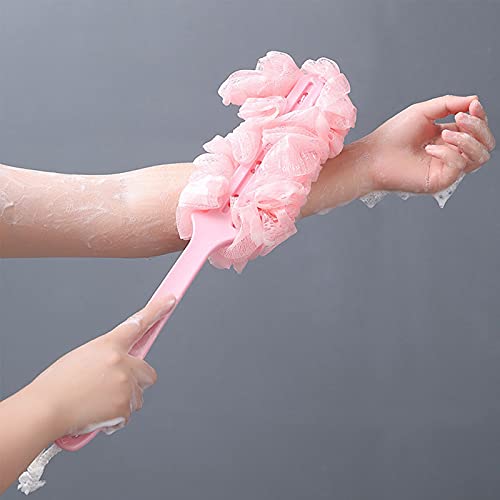 Esponja De Ducha De Malla 3 Pcs Cuerpo Cepillo Exfoliación Masajee Cepillo Para Baño Limpiar Espalda Esponjas De Bañoy Cepillo De Ducha De Mango Largo Para Hombres y Mujeres Para Relajar Los Músculos
