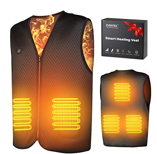 eventek Chaleco Calefactable para Hombre Mujer Padres, Chaleco Térmico USB Recargable, Chaleco Calefaccion, para Esquiar al Aire Libre Excursionismo Caza Motocicleta Cámping (No Incluye batería)