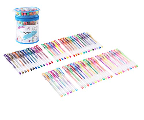 Exerz Bolígrafos de gel de colores 60pz en cubeta PVC, incluye esferos con tonos de escarcha, neón, metálicos, neón escarchado, pastel, arcoíris y clásicos