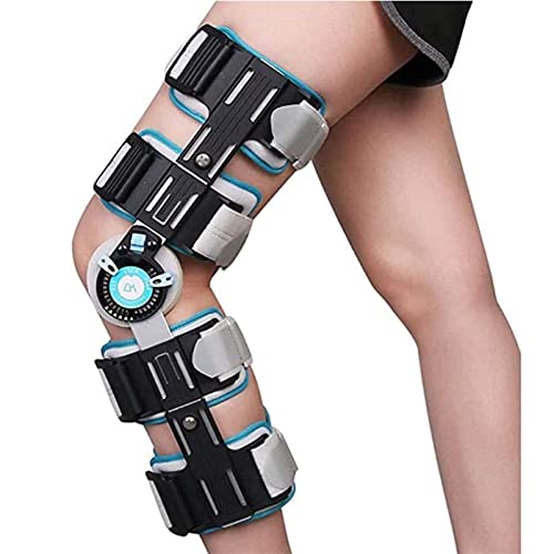 FACAZ Rodillera ROM con bisagras con Correa, Soporte Ajustable para rótula postoperatoria, estabilizador inmovilizador de Rodilla para ACL/PCL, ligamento lesionado y fracturado