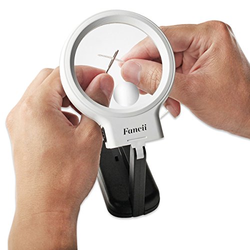 FC Optics Lupa de Pie Grande con Luz LED, Aumento de 2X 4X - Lupa Plegable de Manos Libres con Soporte - Lupa Escritorio para Lectura, Costura, Modelismo, Soldar y Oficina