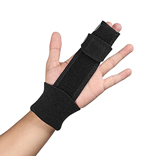 Férula de 2 dedos, soporte ajustable de aluminio, soporte para dedos rotos, artritis, dedo gatillo dedo, alivio del dolor, lesiones en mazo, esguinces (S/M)