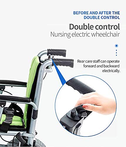 FGVDJ Silla de Ruedas eléctrica Silla de Ruedas Ligera Que se Abre/pliega en 1 Segundo La Silla eléctrica más Ligera y compacta con alimentación eléctrica o Silla de Rue