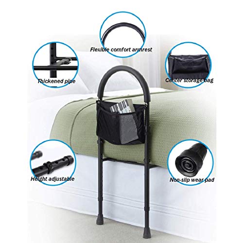 FHKBK Pasamanos Lateral de la Cama Rieles de la Cama Manija de Asistencia de Seguridad Ajustable en Altura Barra de Agarre de la mesita de Noche Parachoques Rieles de protección desmonta