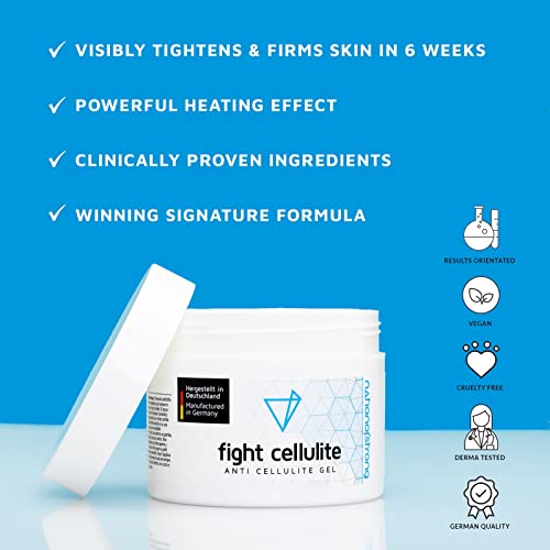 Fight Cellulite - 225ml Anticelulitico reductor - Made in Germany - 1.000e clientes entusiasmadas - reafirmante y cálido - activa la piel para una absorción óptima de los principios activos