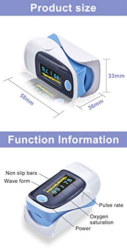 Finger Pulse Oximeter SpO2 Saturation Meter Oximetro Digital Wrist Blood Pressure Monitor Medical Sphygmomanometer Tensiometer (Blue)
