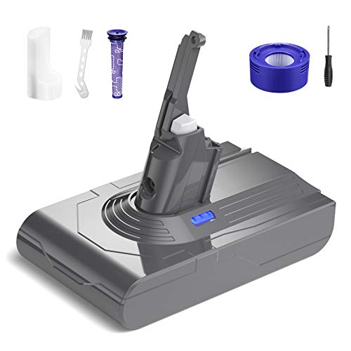 FirstPower Batería de Repuesto para Dyson V8 4.5Ah 21.6V Compatible con Dyson V8 Absolute Fluffy Animal Absolute Motorhead Fluffy SV10, con Prefiltros, Posfiltro, Cepillo y Destornillador