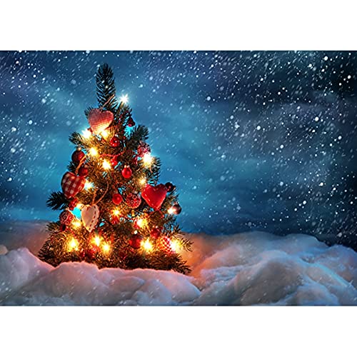 Fondo de fotografía de Tema de Navidad de Vinilo árbol de Navidad Retrato de niño fotografía Accesorios de Disparo de Estudio A30 5x3ft / 1,5x1m