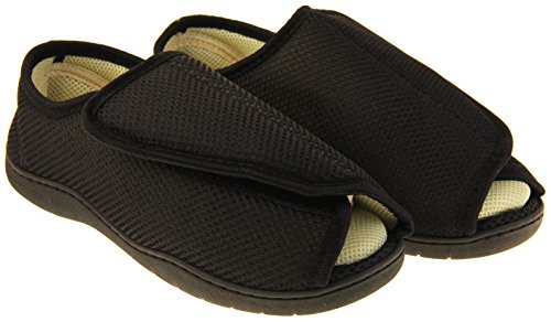 Footwear Studio Hombre Negro Malla Ajustable De Velcro Zapatillas Ortopédica EU 39-40