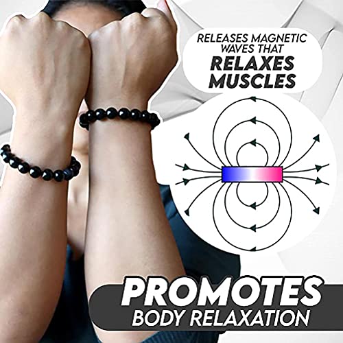 FSDELIV 2 Piezas de Pulsera de obsidiana Negra Natural, Pulsera de Piedra Unisex, Pulsera de Chakra de ansiedad para mamá Pulsera de Piedras Preciosas