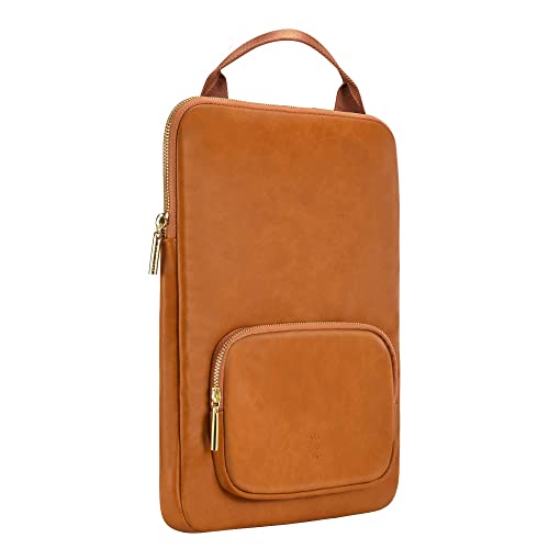Funda para ordenador portátil cómoda de 13 a 13,3 pulgadas, compatible con MacBook Pro/Air con asa y bolsillo, piel sintética sintética de poliuretano, color marrón