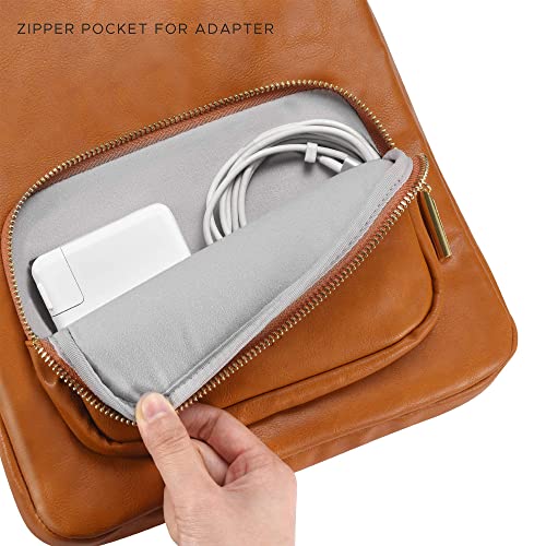 Funda para ordenador portátil cómoda de 13 a 13,3 pulgadas, compatible con MacBook Pro/Air con asa y bolsillo, piel sintética sintética de poliuretano, color marrón
