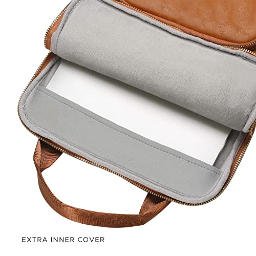 Funda para ordenador portátil cómoda de 13 a 13,3 pulgadas, compatible con MacBook Pro/Air con asa y bolsillo, piel sintética sintética de poliuretano, color marrón