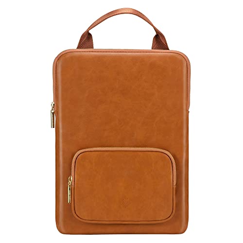 Funda para ordenador portátil cómoda de 13 a 13,3 pulgadas, compatible con MacBook Pro/Air con asa y bolsillo, piel sintética sintética de poliuretano, color marrón
