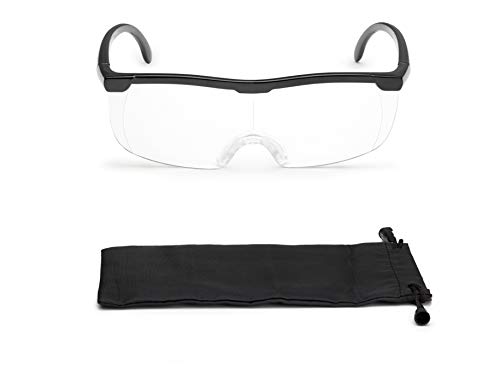Gafas de aumento tipo lupa, gafas mágicas con ampliación óptica de 200%, incluye bolsa, el original de la publicidad televisiva en Alemania, color Negro
