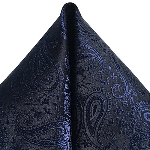 GASSANI Corbata estrecha para hombre, diseño de cachemira, color azul oscuro, corbata de boda, estampada, pañuelo de inserción, gemelos, Z. traje de boda Sakko