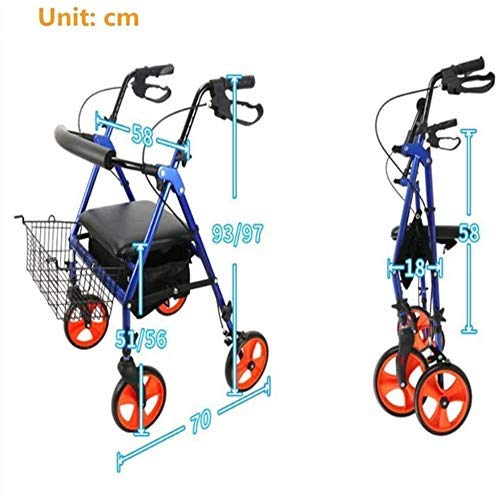 GAXQFEI Andador con Ruedas para Andador Estáncon Bastidor para Caminar para Personas Mayores con Discapacidad, Carro Plegable, Andador, Carrito de Compras