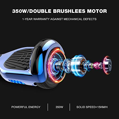 GeekMe Patinete Eléctrico 6.5" con Hoverkart Self Balance Scooter Las Ruedas LED Luces, Scooter eléctrico con Bluetooth Dual Motor 700W
