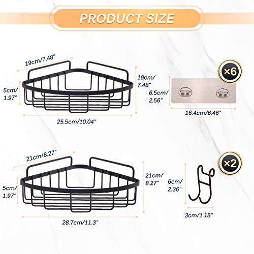 GEMITTO GEMITTO 2 piezas de soporte de esquina para ducha de baño, soporte de esquina triangular autoadhesivo sin rombo, con 3 pegatinas + 2 ganchos, marrón