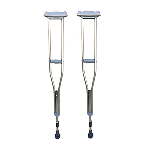 GFQ Par de muletas Ligeras de Aluminio para Las Axilas con Muelle Amortiguador, pulsador Muletas de Altura Ajustable Comodidad Empuñadura Suave, S