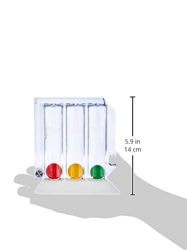 GIMA ref 33442 Entrenador respiratorio Respirogram, dispositivo para ejercer la respiración por inhalación con base, 3 bolas diferentes, una parte central transparente tripartida, tubo y boquilla