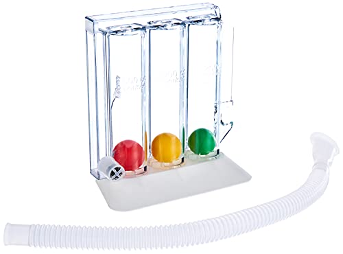 GIMA ref 33442 Entrenador respiratorio Respirogram, dispositivo para ejercer la respiración por inhalación con base, 3 bolas diferentes, una parte central transparente tripartida, tubo y boquilla