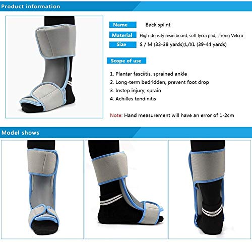 GJNVBDZSF Soporte para los pies, Soporte para la Fractura del Tobillo del pie Soporte Corto y liviano y Funda Protectora Walker Fascitis Plantar Férula Nocturna Transpirable Ajustable