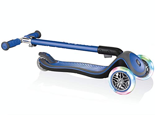 Globber Patinete Unisex Juvenil Elite Deluxe Azul Marino con Ruedas Luminosas, Talla única (444-400)