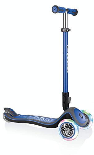 Globber Patinete Unisex Juvenil Elite Deluxe Azul Marino con Ruedas Luminosas, Talla única (444-400)