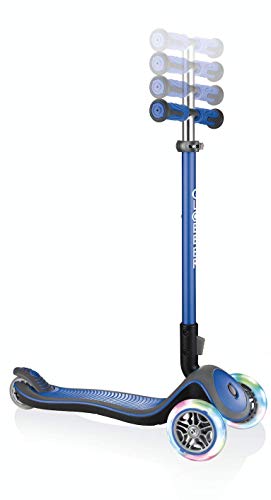 Globber Patinete Unisex Juvenil Elite Deluxe Azul Marino con Ruedas Luminosas, Talla única (444-400)