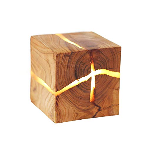 GLXLSBZ Lámparas de Pared Aplique de Pared con Grietas de Troncos Rurales Diseño Creativo Cuadrado LED G4 Lámpara de Pared de Madera Aplique Luz de Pasillo Bar Restaurante (iluminación indirecta)