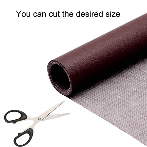 Gosear Kit de reparación de parche de cuero PU autoadhesivo de 1 rollo Primeros auxilios para sofá Asiento de coche Chaquetas para muebles Bolso 47 x 137 cm Marrone