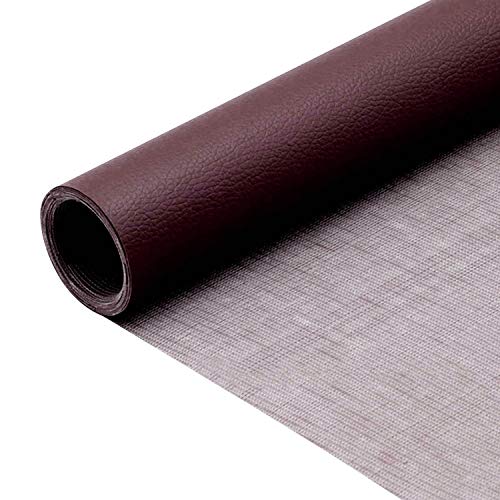 Gosear Kit de reparación de parche de cuero PU autoadhesivo de 1 rollo Primeros auxilios para sofá Asiento de coche Chaquetas para muebles Bolso 47 x 137 cm Marrone