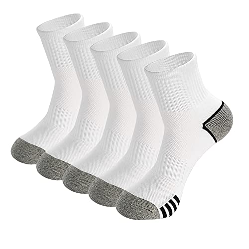 Gozlu 5 Pares Calcetines Deporte Hombre, Calcetines Anti-ampollas para Running y Ciclismo, Transpirable, Absorbe el Sudor, Arco de CompresióN, Quarter Calcetines Talla 41-46