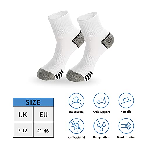 Gozlu 5 Pares Calcetines Deporte Hombre, Calcetines Anti-ampollas para Running y Ciclismo, Transpirable, Absorbe el Sudor, Arco de CompresióN, Quarter Calcetines Talla 41-46