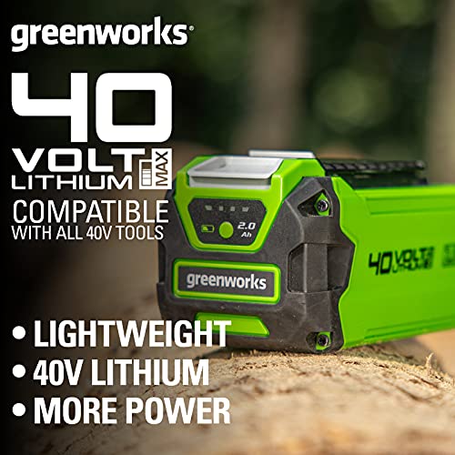 Greenworks Batería G40B2, Batería potente y recargable de Li-Ion 40 V 2 Ah, apta para todos los dispositivos de la serie de 40 V de Greenworks Tools