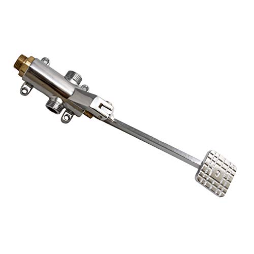 Grifo pedal mezclador dos aguas para fregaderos industriales de hostelería, lavamanos a pedal. Grifo de acero de pie con pedal pulsador.