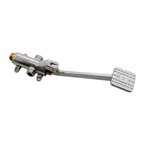 Grifo pedal mezclador dos aguas para fregaderos industriales de hostelería, lavamanos a pedal. Grifo de acero de pie con pedal pulsador.