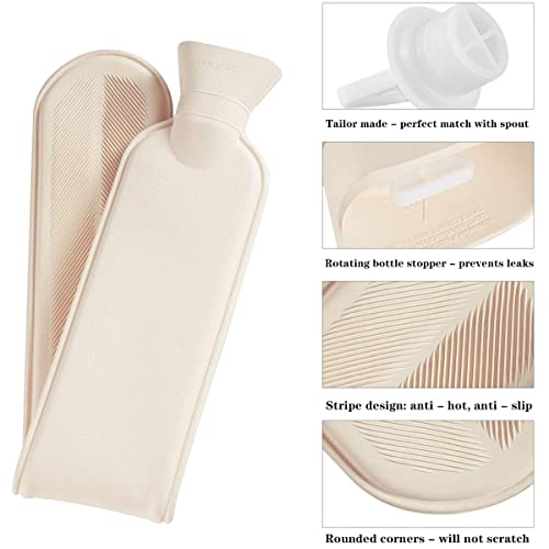 GXING Botella de agua caliente larga con tapa, para cuello, cintura, espalda, hombro, piernas, cuerpo, aliviar el dolor de cuello, dolor de rodilla, músculos tensos calambres
