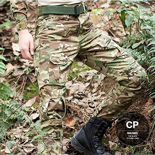 H Welt EU - Pantalones Militares del ejército táctico, para Airsoft o Paintball, Pantalones de Lucha para Hombre con Rodilleras, Color Multicámara, tamaño Medium