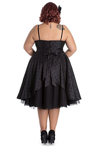 Hell Bunny ISA Prom Polka Dots Vintage Swing Vestido Plus Size Rockabilly Negro con puntos negros. XXXL