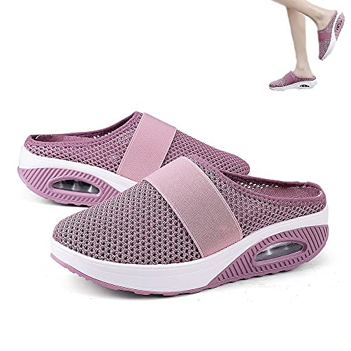 HengYuan Zapatos para Caminar con amortiguación de Aire para Mujeres, Sandalias ortopédicas de Malla Antideslizante para Caminar, Zapatillas de Deporte Casual Transpirables al Aire Libre (Pink,EU 38)